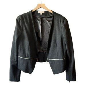 Women's L Philosophy Charcoal Blazer with Zipper Accents